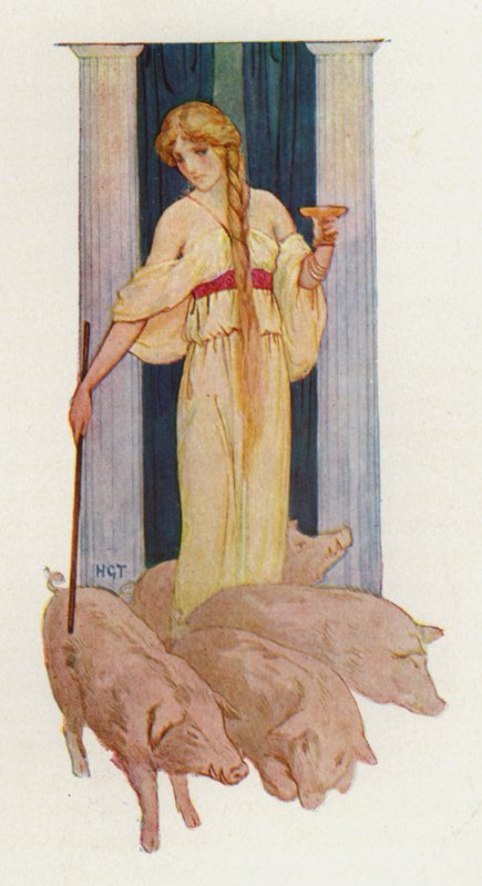 Circe (farvelitografi) af Harry George Theaker