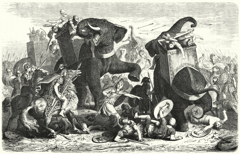 Battle of Gaza, 312 f.Kr. (gravering) af Heinrich Leutemann