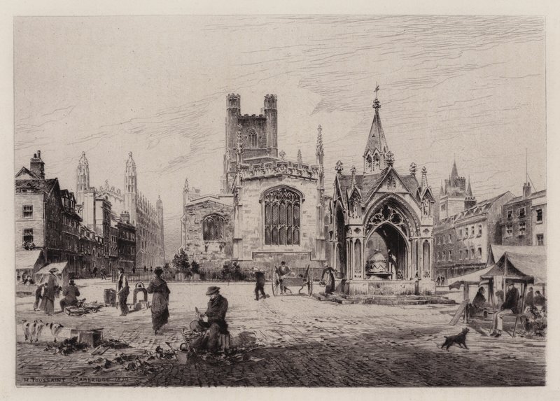 Cambridge: Market Hill (ætsning) af Henri (after) Toussaint