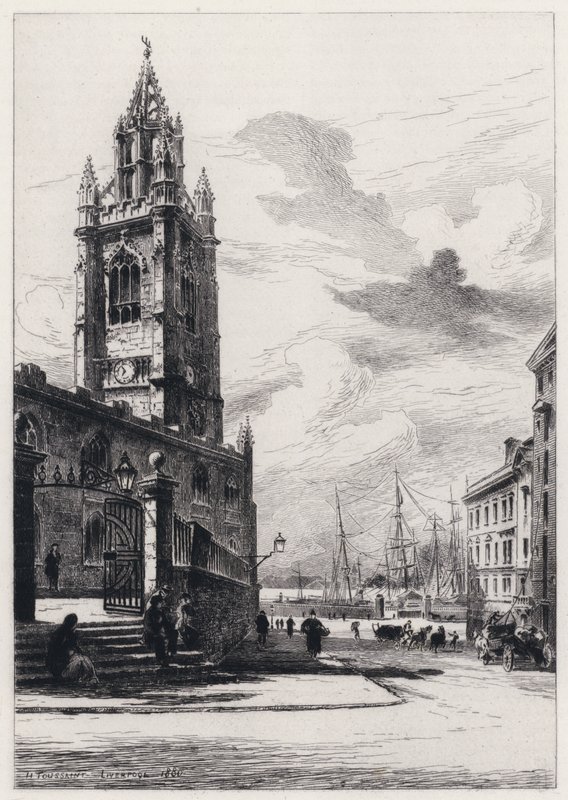 St Nicholas Church, Liverpool (radering) af Henri (after) Toussaint