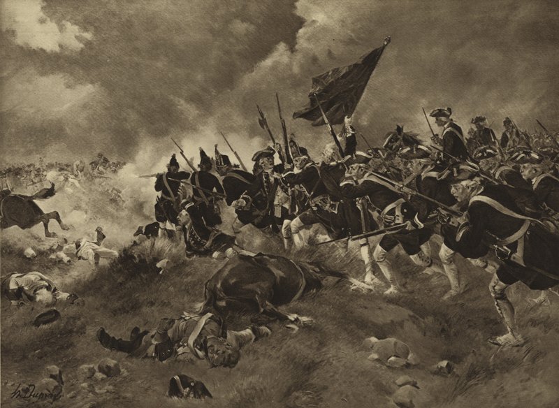 Slaget ved Dettingen, 1743 (dybtryk) af Henri Louis Dupray