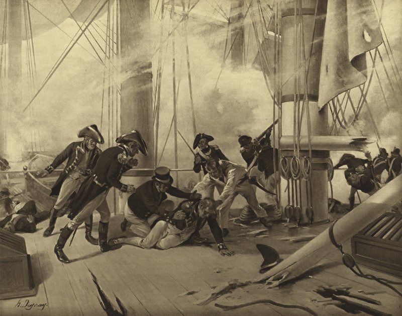 Slaget ved Trafalgar, 1805 (dybtryk) af Henri Louis Dupray