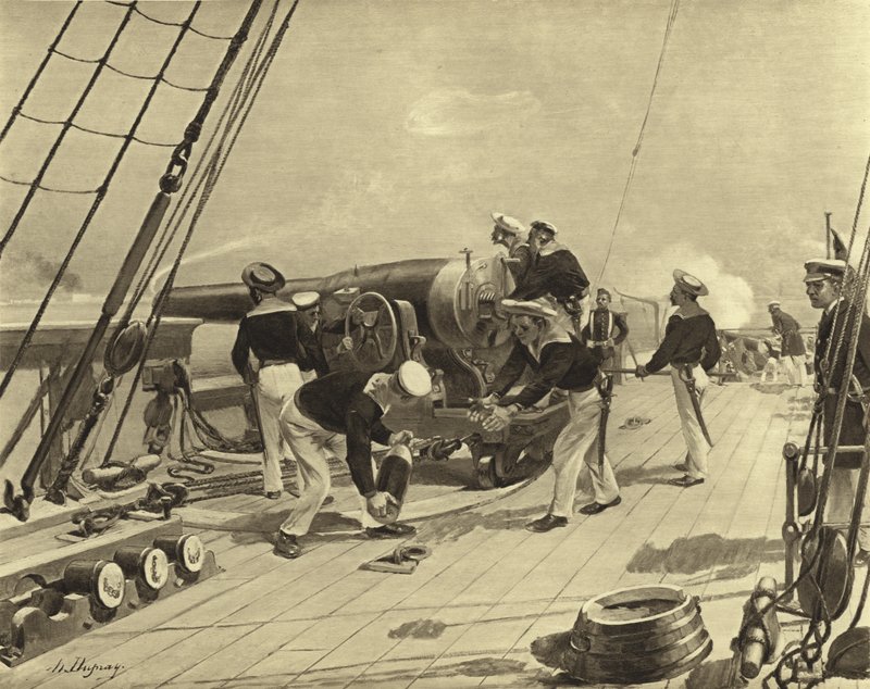 Bombardement af Alexandria, 1882 (dybtryk) af Henri Louis Dupray