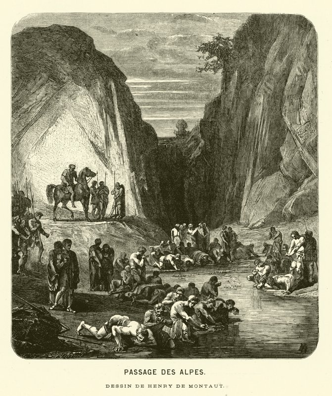 Krydser Alperne (gravering) af Henri de (after) Montaut