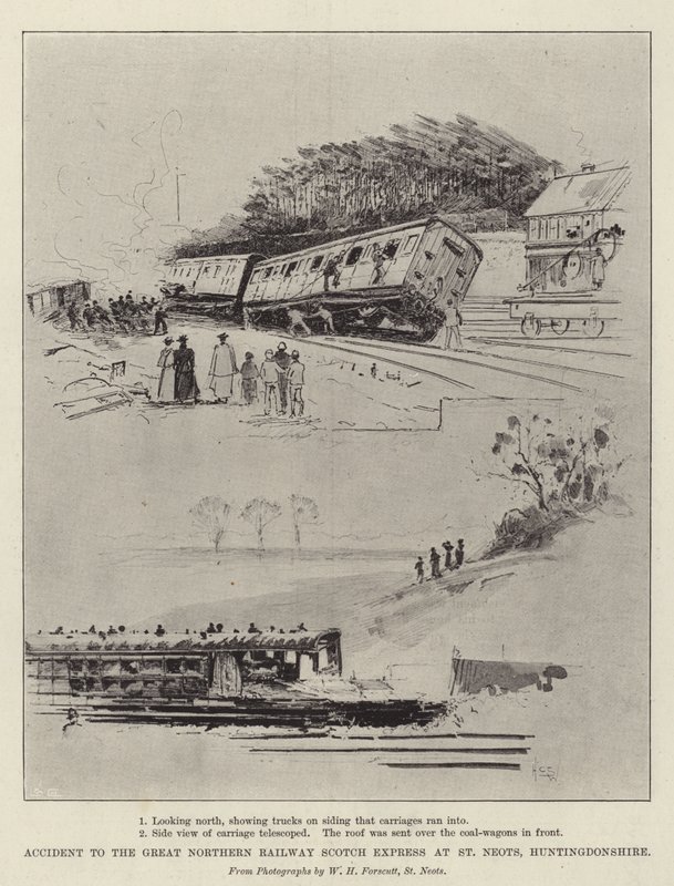 Ulykke med Great Northern Railway Scotch Express ved St. Neots, Huntingdonshire af Henry Charles Seppings Wright
