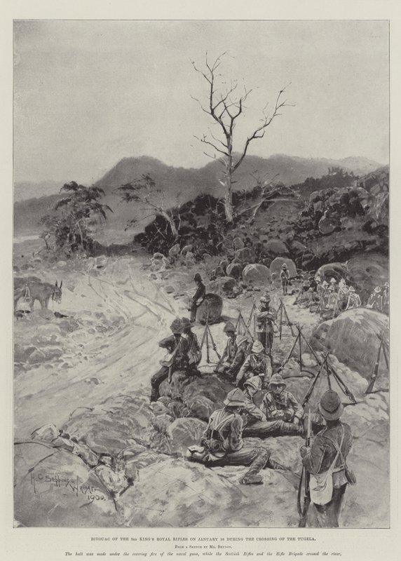 Bivuak af den 3. konges kongelige gevær den 16. januar under krydsningen af Tugela af Henry Charles Seppings Wright