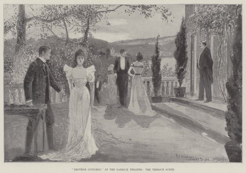 Brother Officers, på Garrick Theatre, Terrace Scene af Henry Charles Seppings Wright
