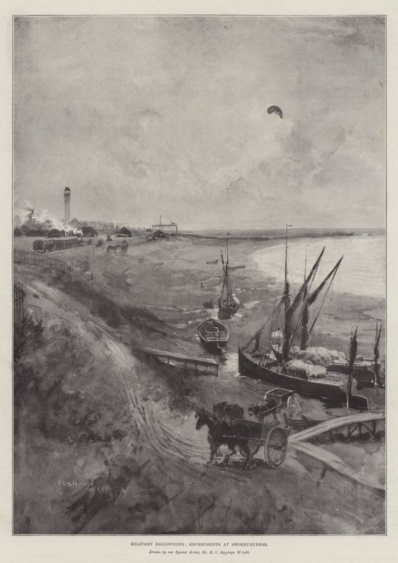 Militær ballonflyvning, eksperimenter ved Shoeburyness af Henry Charles Seppings Wright