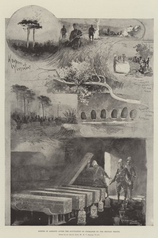 Scener i Ashanti efter de britiske troppers besættelse af Coomassie af Henry Charles Seppings Wright