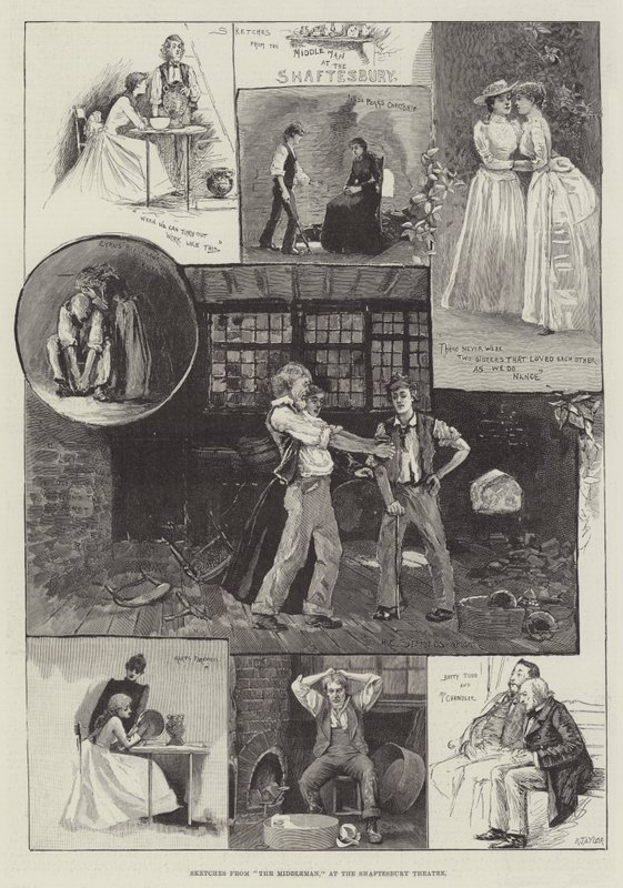 Skitser fra The Middleman, på Shaftesbury Theatre af Henry Charles Seppings Wright