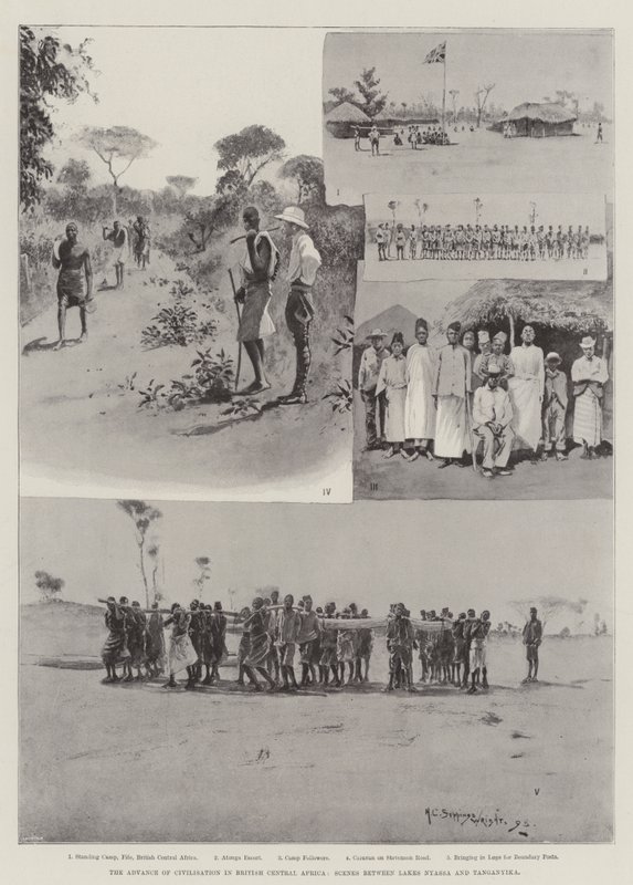 Civilisationens fremmarch i Britisk Centralafrika, scener mellem Nyassa- og Tanganyika-søerne af Henry Charles Seppings Wright