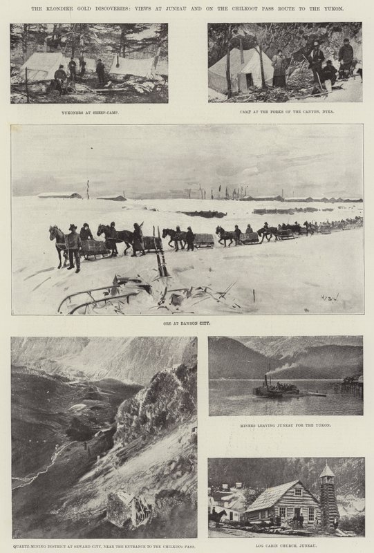 Klondike-guldopdagelserne, udsigter i Juneau og på Chilkootpasset til Yukon af Henry Charles Seppings Wright