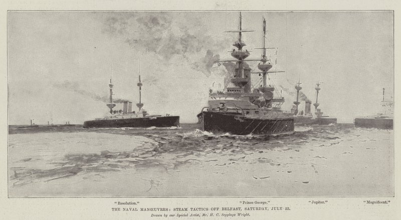 Naval Manoevres, Steam Tactics off Belfast, lørdag den 22. juli af Henry Charles Seppings Wright