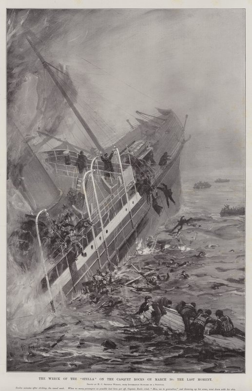 Stellaens vrag på Casquet-klipperne den 30. marts, det sidste øjeblik af Henry Charles Seppings Wright