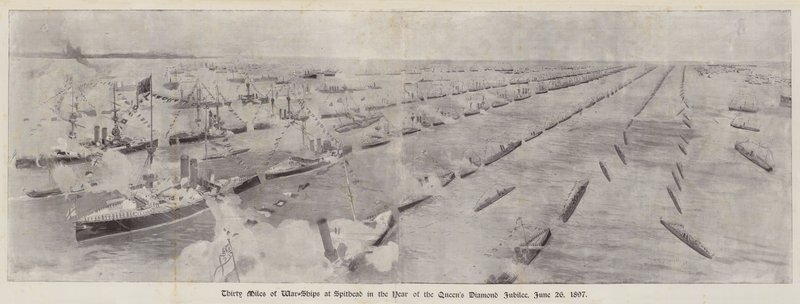 Tredive sømil af krigsskibe ved Spithead i året for dronningens diamantjubilæum, 26. juni 1897 af Henry Charles Seppings Wright