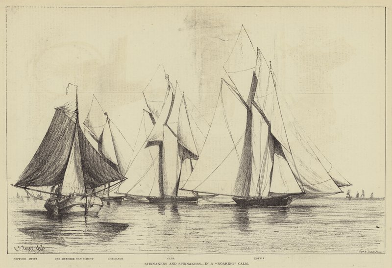 Spinnaker og spinnaker, i en brølende vindstille af Henry Spernon Tozer