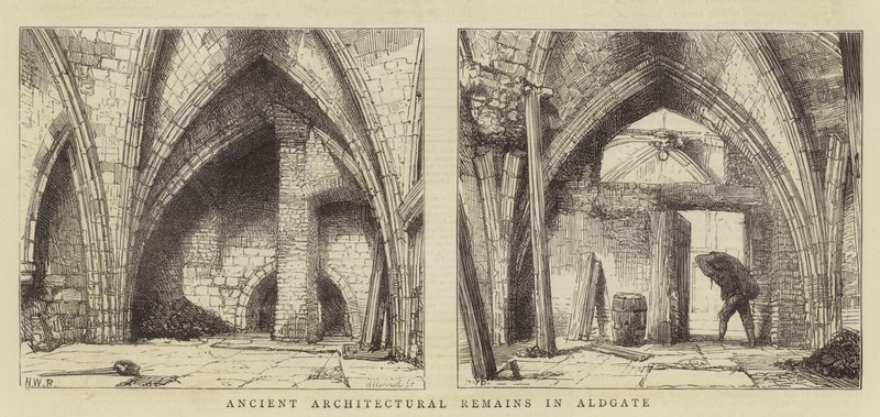 Gamle arkitektoniske rester i Aldgate af Henry William Brewer