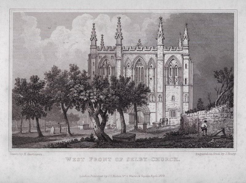 Vestfronten af Selby Church (gravering) af Henry (after) Gastineau