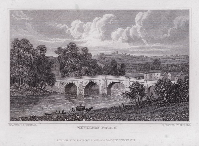 Wetherby Bridge (gravering) af Henry (after) Gastineau