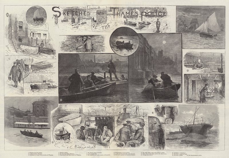 Skitser af Thames Police af Henry Charles Seppings Wright