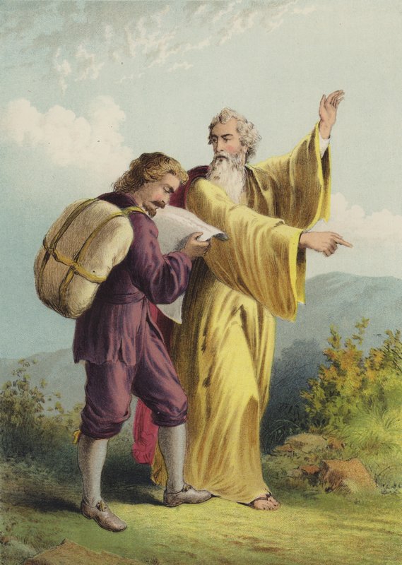 Kristen og evangelist (chromolitho) af Henry Courtney Selous