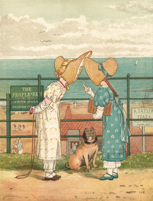 Sladderende mennesker (farve litho) af Henry Hetherington Emmerson