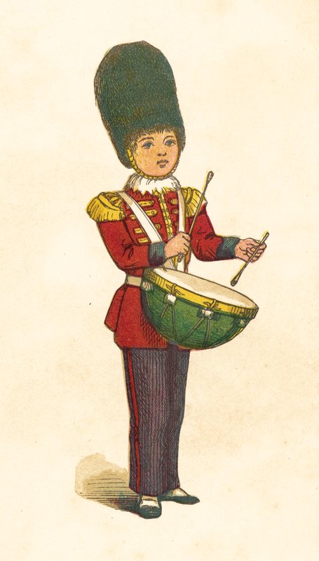 Lille trommeslager dreng (farve litho) af Henry Hetherington Emmerson