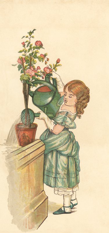 The Princess Gardening (farve litho) af Henry Hetherington Emmerson