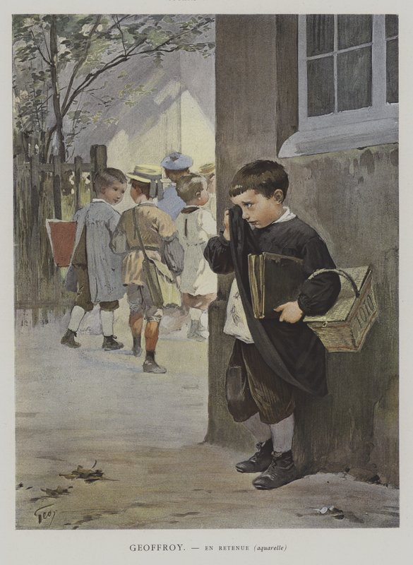 I retention (farve litho) af Henry Jules Jean (after) Geoffroy