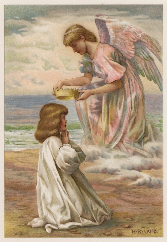 Kronen venter (farve litho) af Henry Ryland