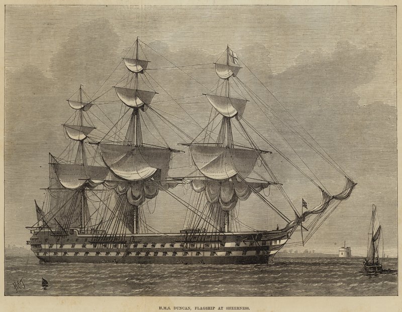 HMS Duncan, flagskib hos Sheerness af Henry Spernon Tozer