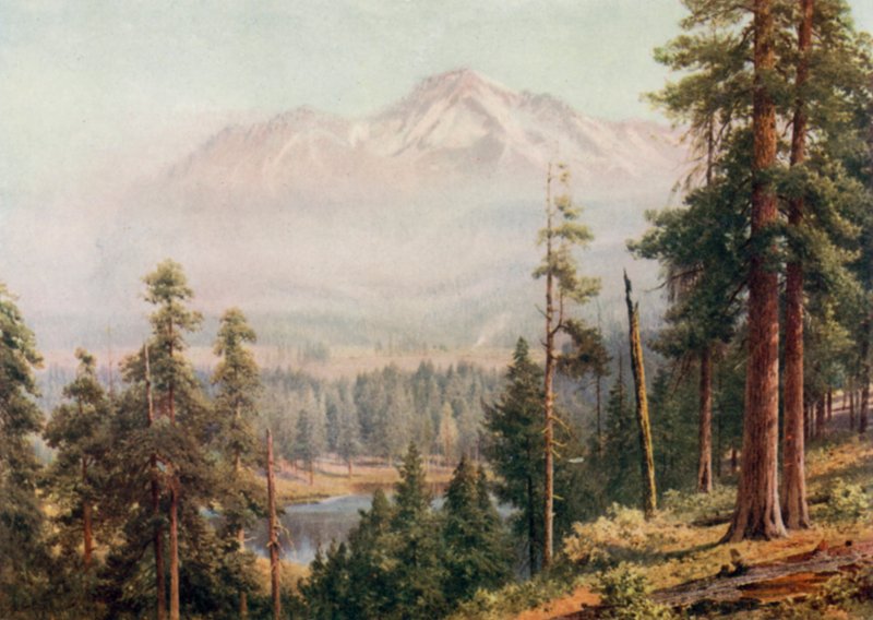 Mount Shasta (farve litho) af Henry Sutton Palmer