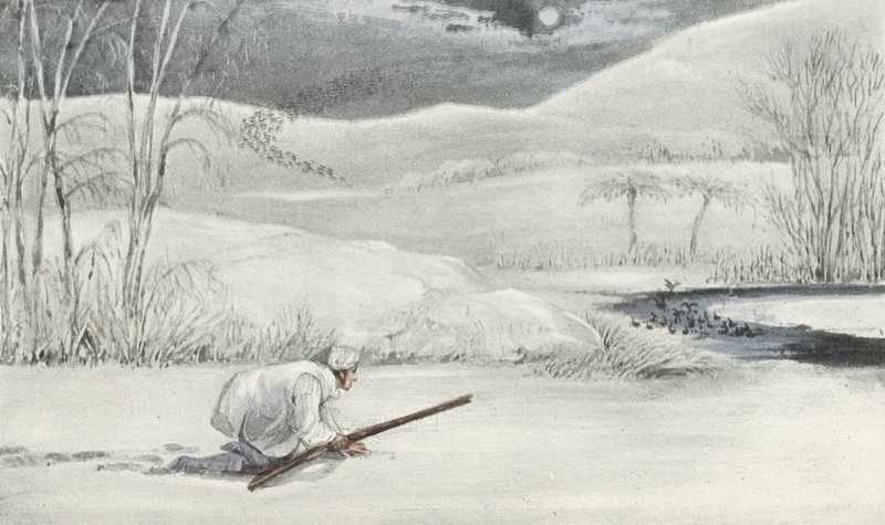 Skydning af vildænder i Mytton (litho) af Henry Thomas (after) Alken