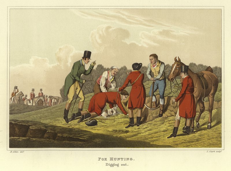 Rævejagt (chromolitho) af Henry Thomas Alken