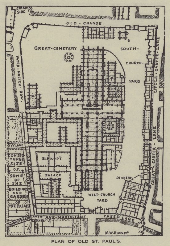 Plan over Old St Pauls af Henry William Brewer