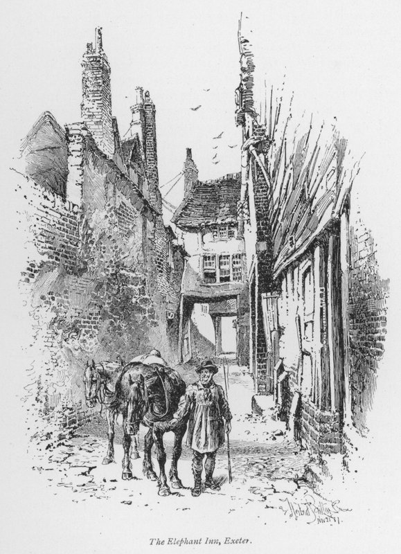 Coaching: The Elephant Inn, Exeter (litho) af Herbert (after) Railton