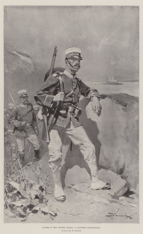 Skuespillere i det kinesiske drama, en japansk infanterist af Hermanus Willem Koekkoek