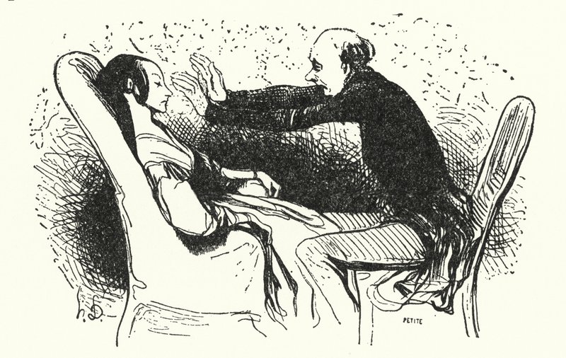 Hypnotisøren (litho) af Honore (after) Daumier