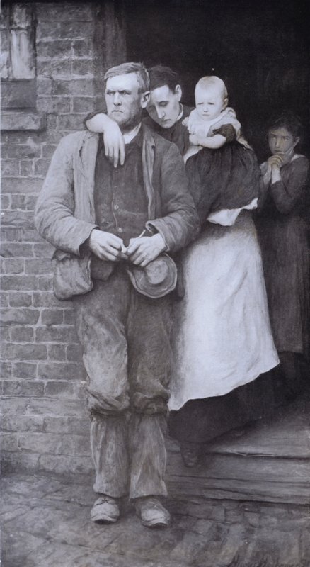 På strejke (litho) af Hubert von Herkomer