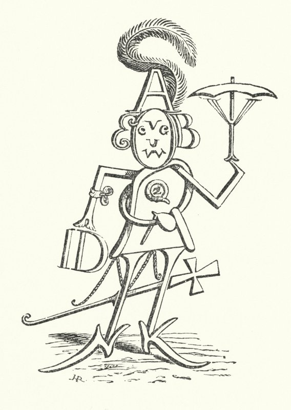 Mr Alphabet, der indeholder alle 26 bogstaver (litho) af Hugh Rowley