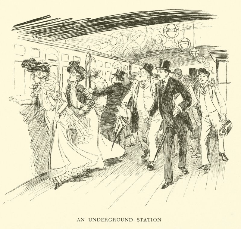En undergrundsstation (gravering) af Hugh Thomson
