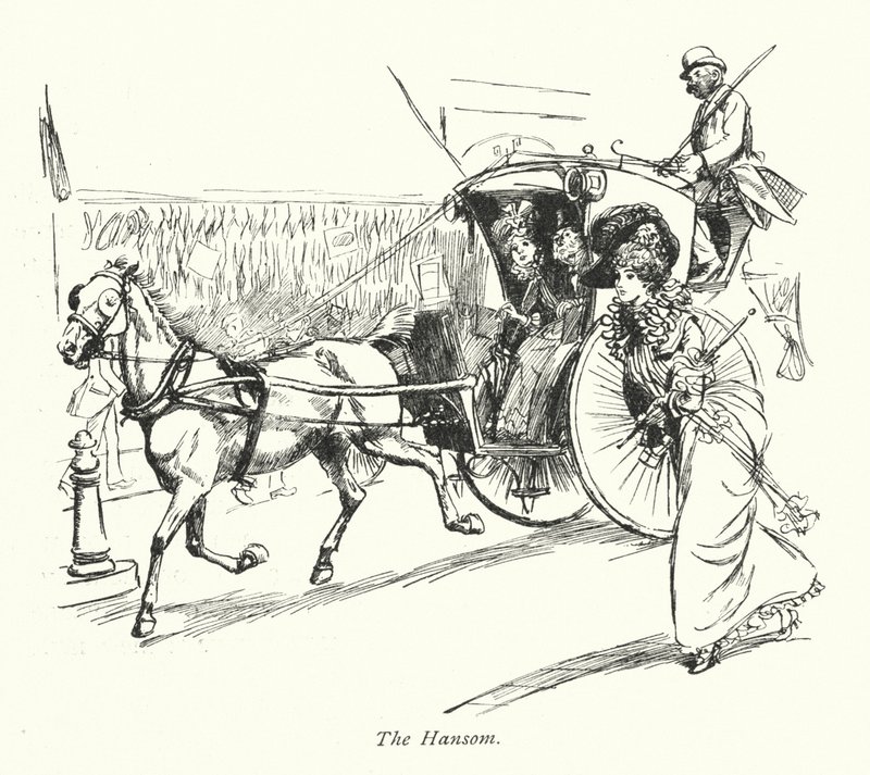 London: The Hansom (farvelitografi) af Hugh Thomson