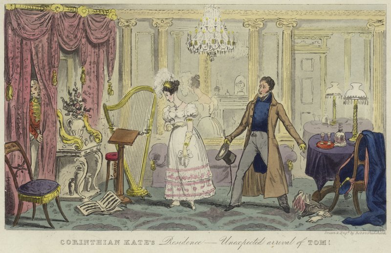 Corinthian Kates bolig - uventet ankomst af Tom! af Isaac Robert Cruikshank