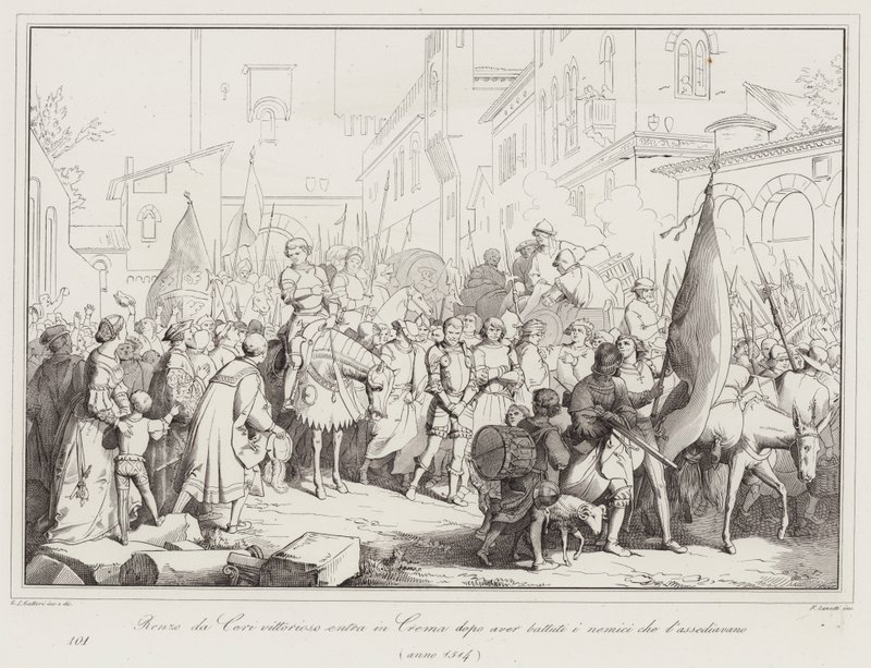 Sejrrige Renzo da Ceri går ind i Crema efter at have slået fjenderne, der belejrede den, 1514 af Italian School