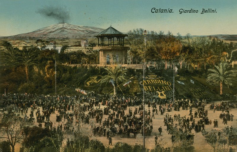 Bellini Garden, Catania, Sicilien. Postkort sendt i 1913. af Italian Photographer
