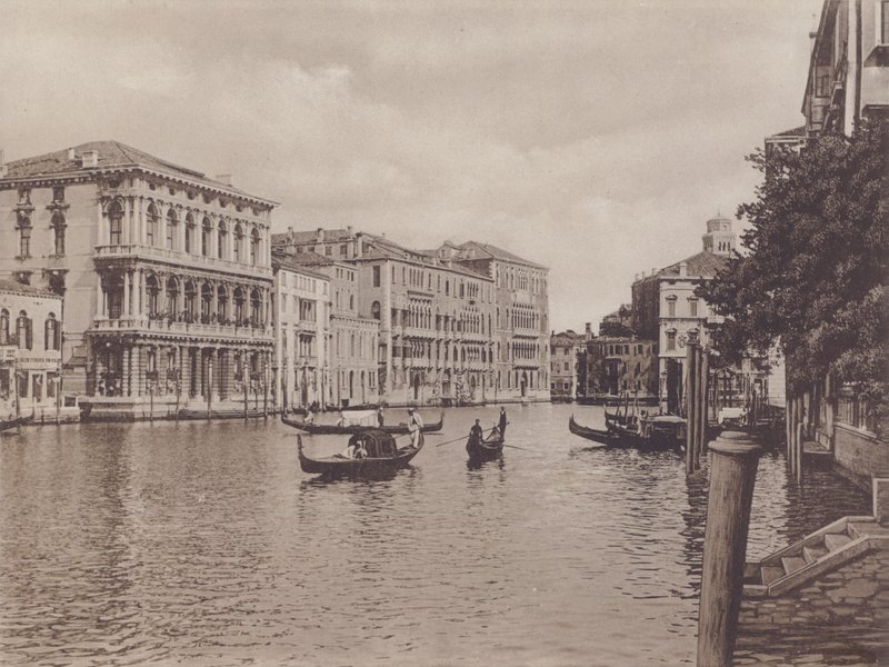 Canal Grande E Palazzo Browning (s/h-billede) af Italian Photographer