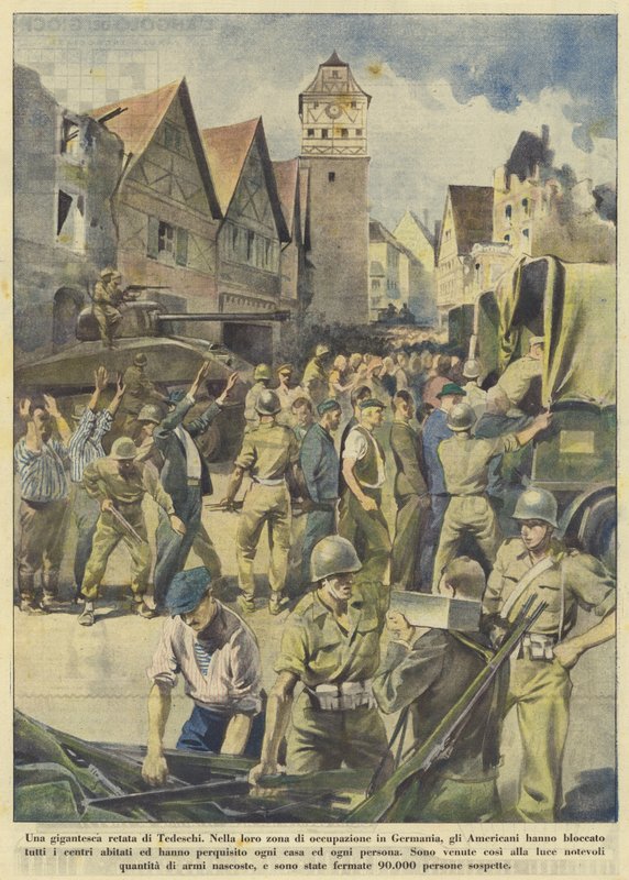 Et gigantisk raid af tyskere (farvelitografi) af Italian School
