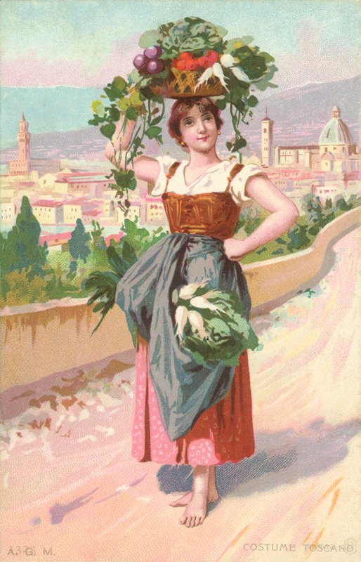 Toscansk kostume (chromolitho) af Italian School