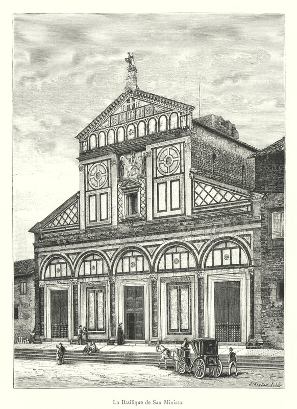 La Basilique de San Miniato (gravering) af Italian School