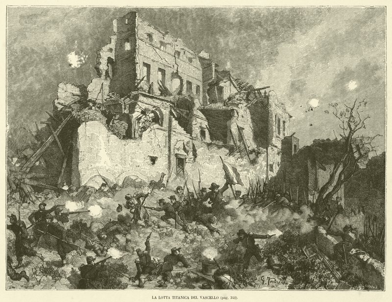 The Titanic Fight of the Vessel (gravering) af Italian School